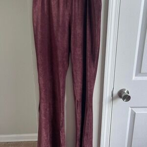 RSQ Womens Burgundy Corduroy Flare High Waisted Pull On Pants Medium